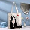 Большая вместительная сумка-тоут с милым кошачьим принтом, сумка для покупок, женская льняная сумка-тоут, пляжная сумка для отдыха и путешествий