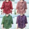 Vintage Floral Print Polo Neck Shirt For Women Summer Casual Loose Fit Blouse