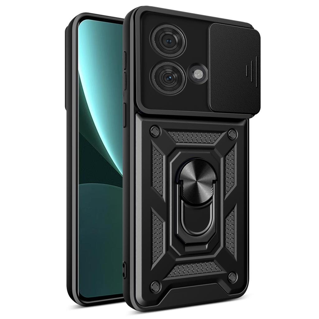 For Motorola Edge 40 Neo 5G Case Slide Lens Lid PC+TPU Kickstand Mobile Phone Cover