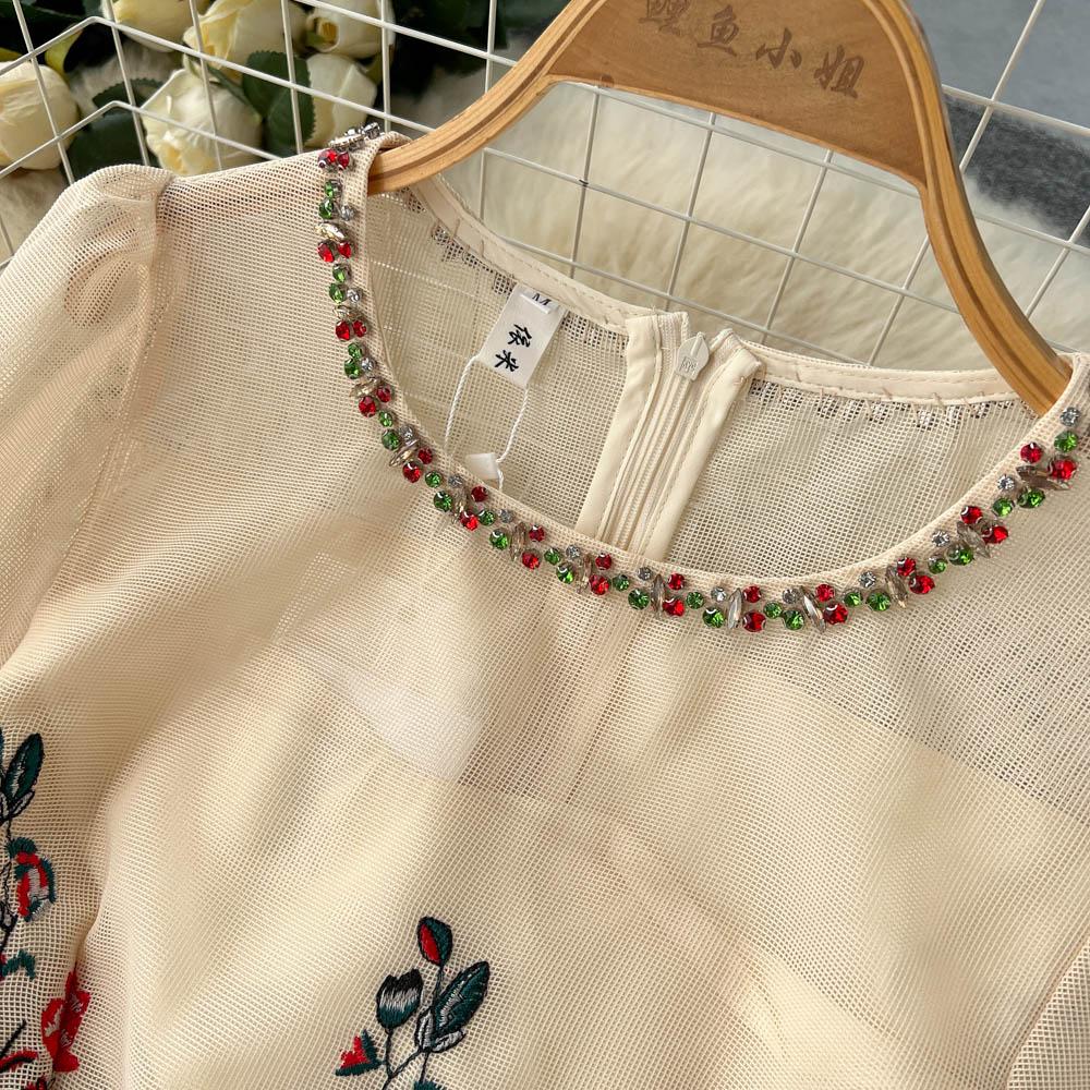 Осеннее платье феи с вышивкой в ​​тяжелой промышленности и бисером, с длинными рукавами, новое элитное женское платье в стиле феи