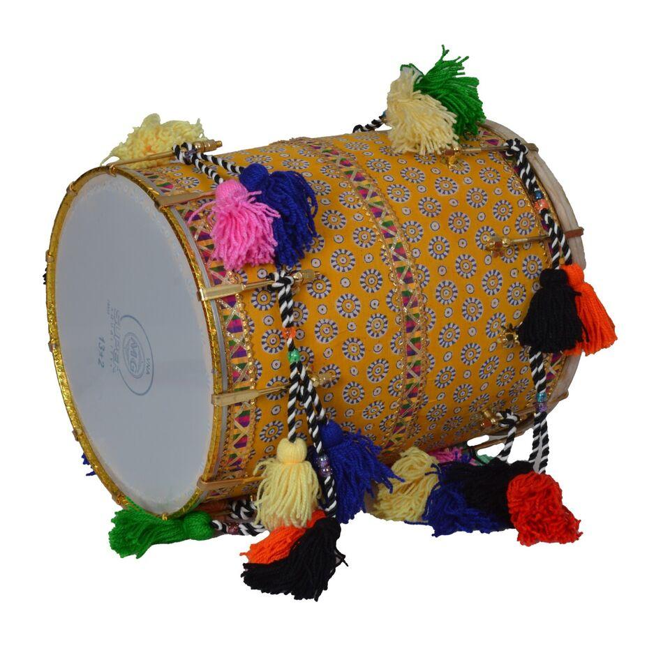 Handcrafted Sheesham Wood Gujarati Kachchi Bhangra Dhol – Traditional Indian Dhol with Carry Bag