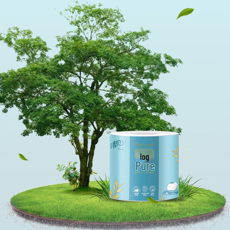 Qingfeng Оригинальная древесина Чистая 4-слойная туалетная бумага, 24 рулона
