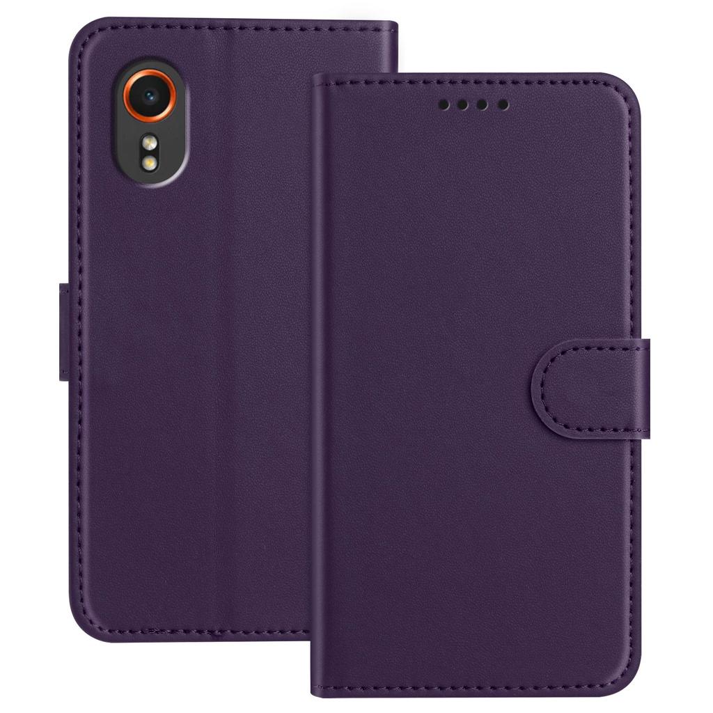 For Samsung Galaxy Xcover7 Leather Case Wallet Stand Solid Color Anti Drop Phone Cover