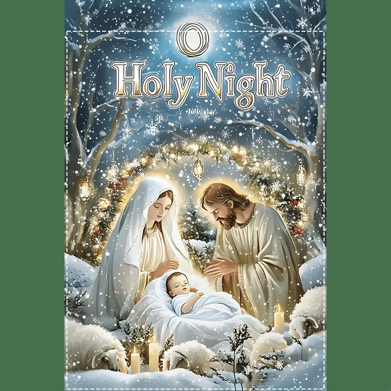 Holy Night Christmas Garden Flag - Double-Sided, Polyester, Outdoor Yard Decor