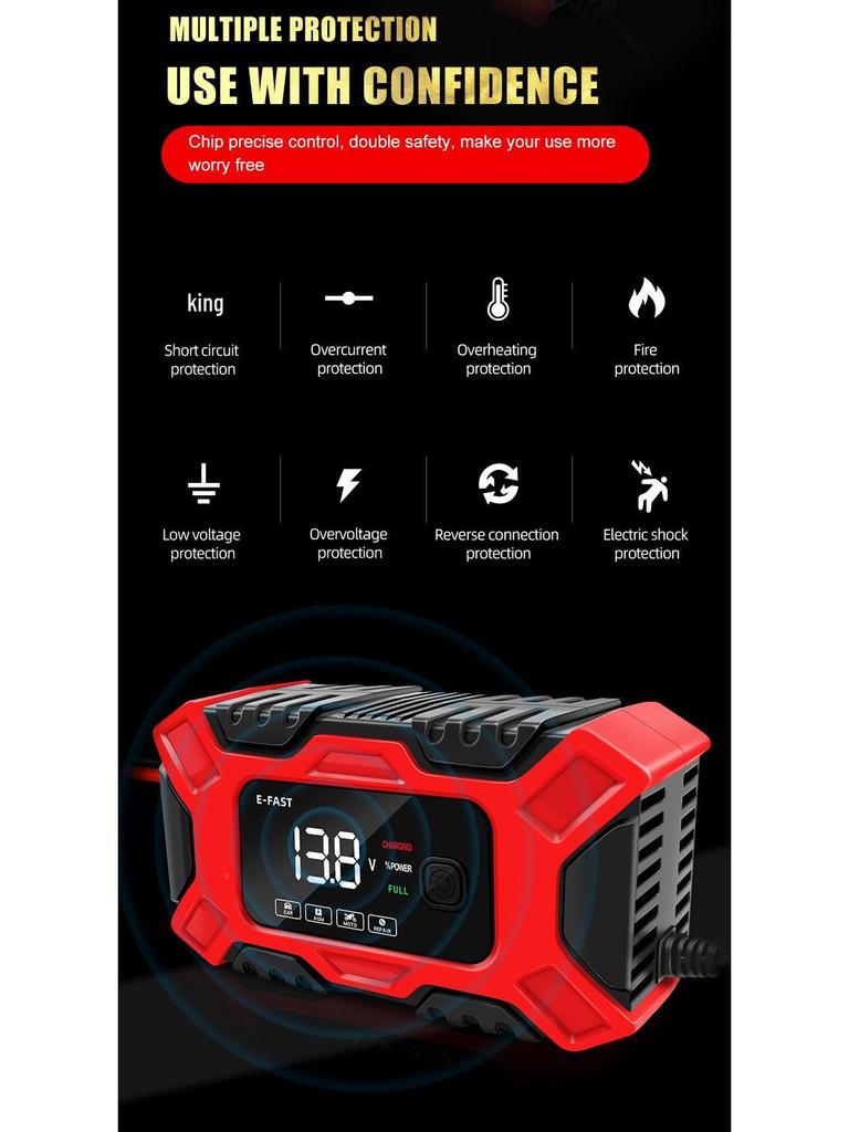 E-FAST 12V Зарядное устройство и инструмент для ремонта автомобильных и мотоциклетных аккумуляторов