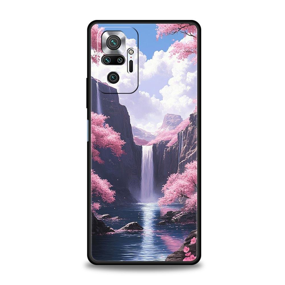 Pink Sunset Mountain Phone Case Cover for Redmi 14C 10C Note 15 14 13 12 10 11 K40 Pro Plus 5G Soft TPU Shockproof Shell Fundas