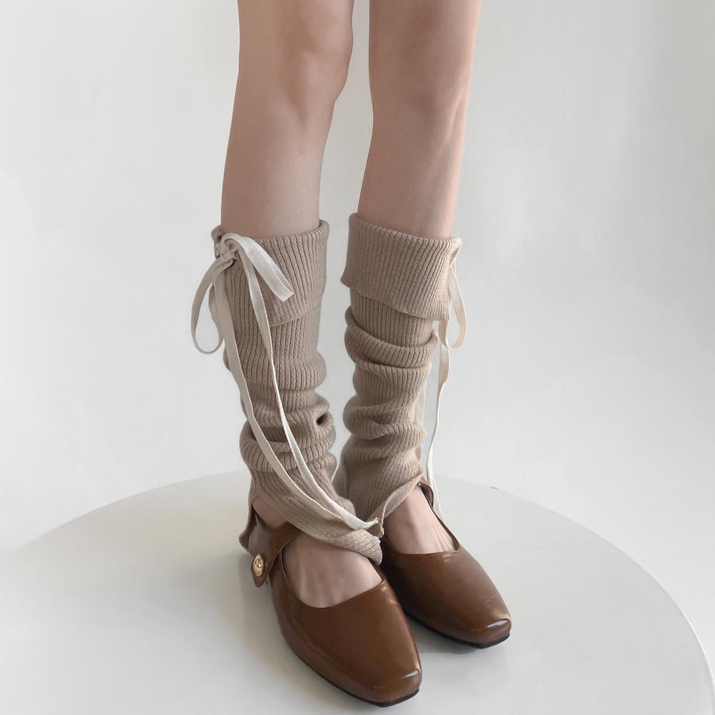 Гетры для женщин, балетный стиль, повязки с бантом, милые длинные носки для девочек, чулки, вязаные чехлы для ног JK Lolita Kawaii, милые гетры