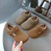 Зимняя детская обувь с круглым носком, теплая, модная, плюшевые балетки на плоской подошве, универсальная повседневная обувь для девочек для улицы, хлопковая обувь, простой тренд