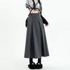 Vintage Grey Medium Length Skirts Women Spring Summer High Waist Pleated Umbrella Skirt Fashions Y2k Female Korean Style Clothes