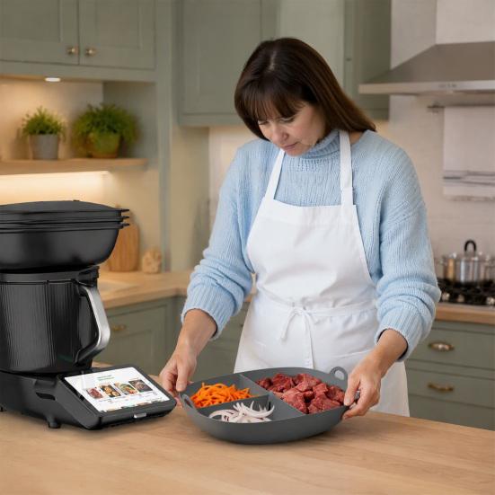 Домашняя выпечка и пароварка Силиконовый сетчатый противень для Thermomix TM7, Пищевой антипригарный многоразовый вкладыш для приготовления на пару, Термостойкий кухонный