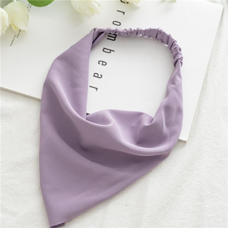 Summer Women Solid Color Head Scarf Vintage Triangle Bandanas Chiffon Elastic Hairbands Children Girl Headbands Hair Accessories