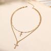 Alloy O-chain Exaggerated Niche Light Luxury Jewelry Cross Multi-layer Pendant Necklace Female Collarbone Chain