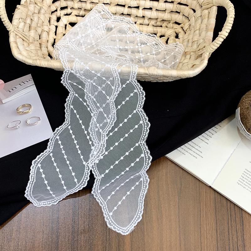 Silk Scarf, Long Strip, High-end Lace Waist Chain, Multi-purpose Silk Scarf, Hair Accessories, Mesh Embroidery, Streamer Belt, Headscarf, Headband.