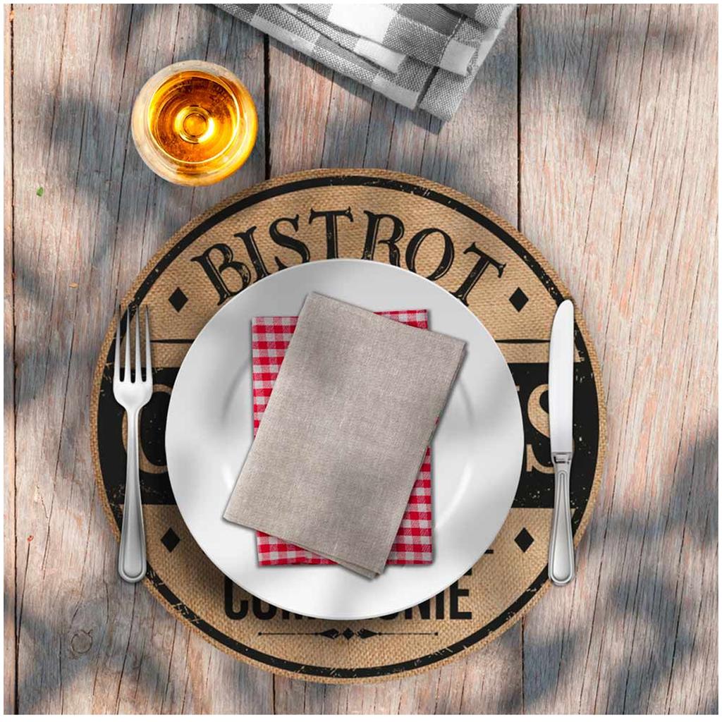 Les Trésors De Lily [A0664] - Подставка для столовых приборов из мешковины 'Bistrot Chez les Copains' бежевый черный - 38 см