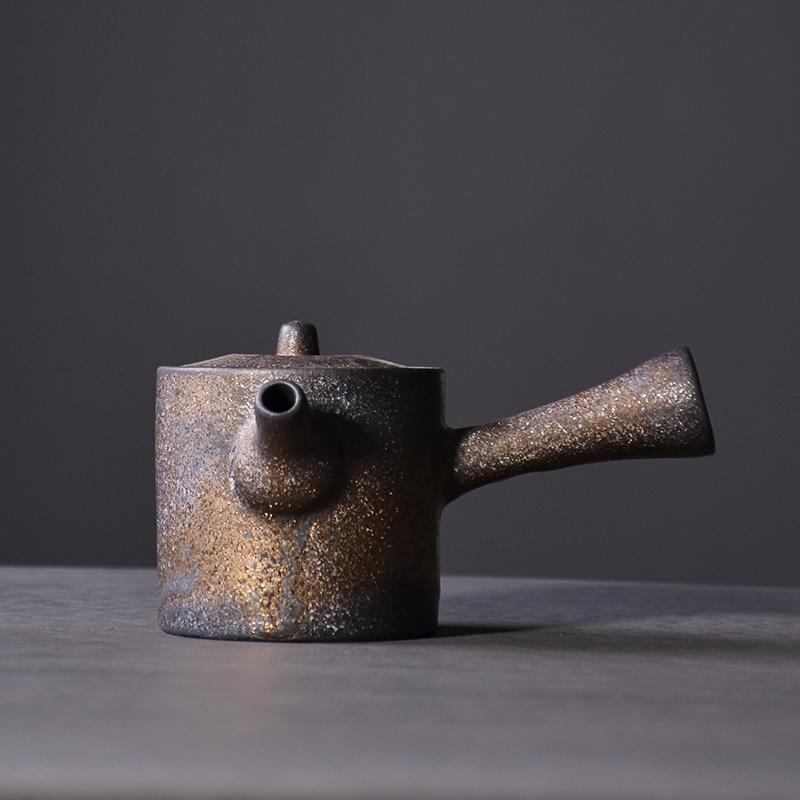 175ml Japanese Style Ceramic Side Handle Teapot Vintage Handmade Gilded Kung Fu Tea Set