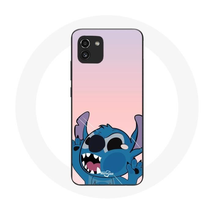 Чехол - Samsung - Galaxy A03 - Силиконовый - Мягкий - Стич Задрал Нос - Розовый