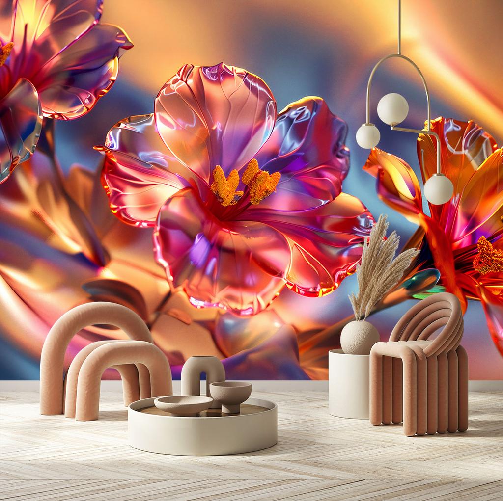 Wallpaper Shiny glass flowers