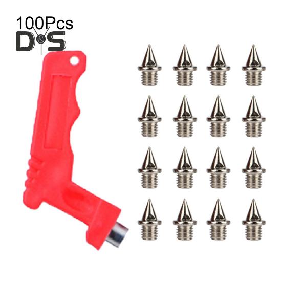 100 шт. шипов для беговых лыж из углеродистой стали, шипы для беговых и кроссовых кроссовок с ключом для шипов для спринтерских спортивных кроссовок