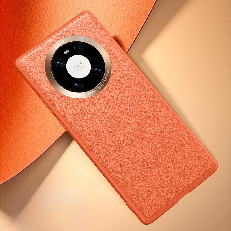 Модный и подходящий чехол для мобильного телефона Huawei Mate40pro+ Полностью закрывающий, противоударный, простой деловой мужской однотонный кожаный защитный чехол