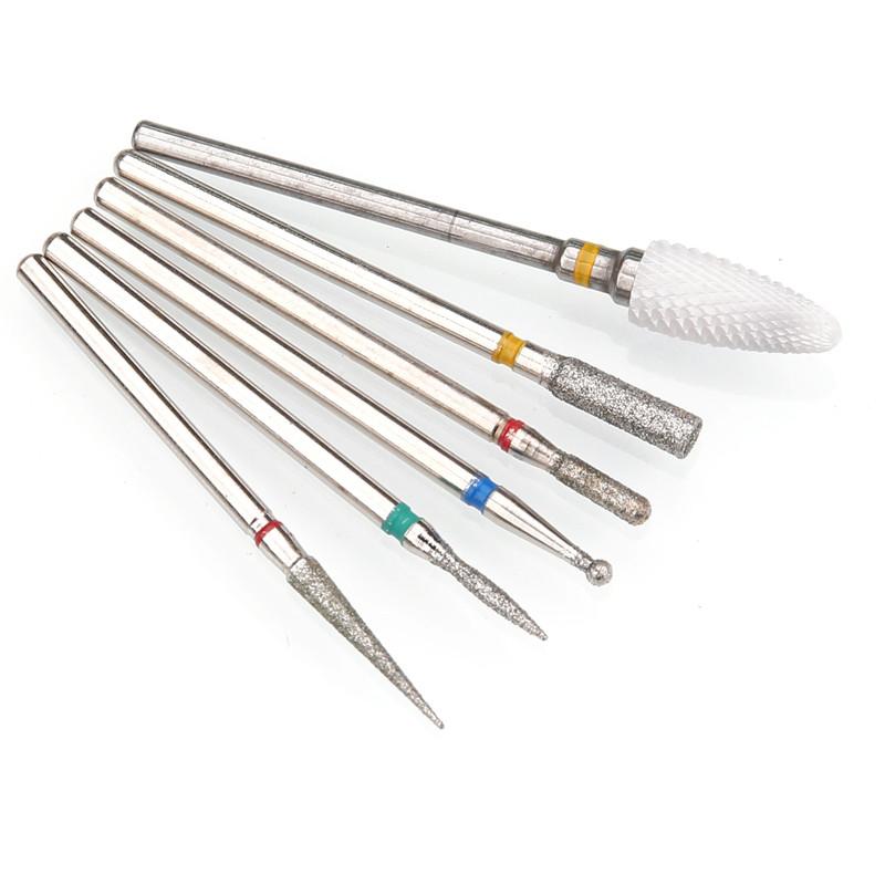 6 шт. алмазные фрезы для ногтей, набор сверл для маникюра, аксессуары для педикюра, электрическая машина, кисточка для ногтей, инструменты для заусенцев