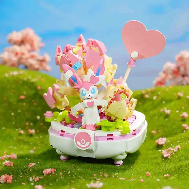 Конструктор Покемон Пикачу Тогепи Сильвеон Спригатито Цветочное растение в горшке Коллекция кирпичиков Дисплей Детские игрушки Праздничные подарки