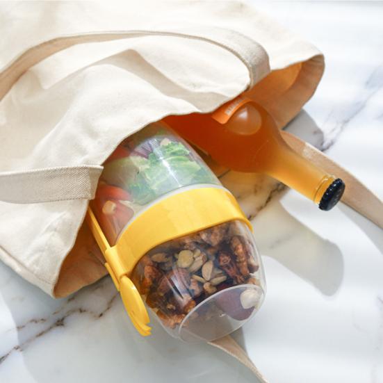 Portable Breakfast Oatmeal Cereal Nut Yogurt Salad Cup with Fork Spoon Double Layer Large Capacity Soy Milk Cup Household Supplies