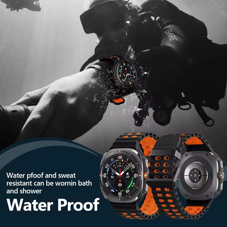 Ocean Silicone Band For Samsung Galaxy Watch Ultra 2 47mm Original Breathable Wristband Correa for Galaxy Watch Ultra 2024/2025/2026 Strap