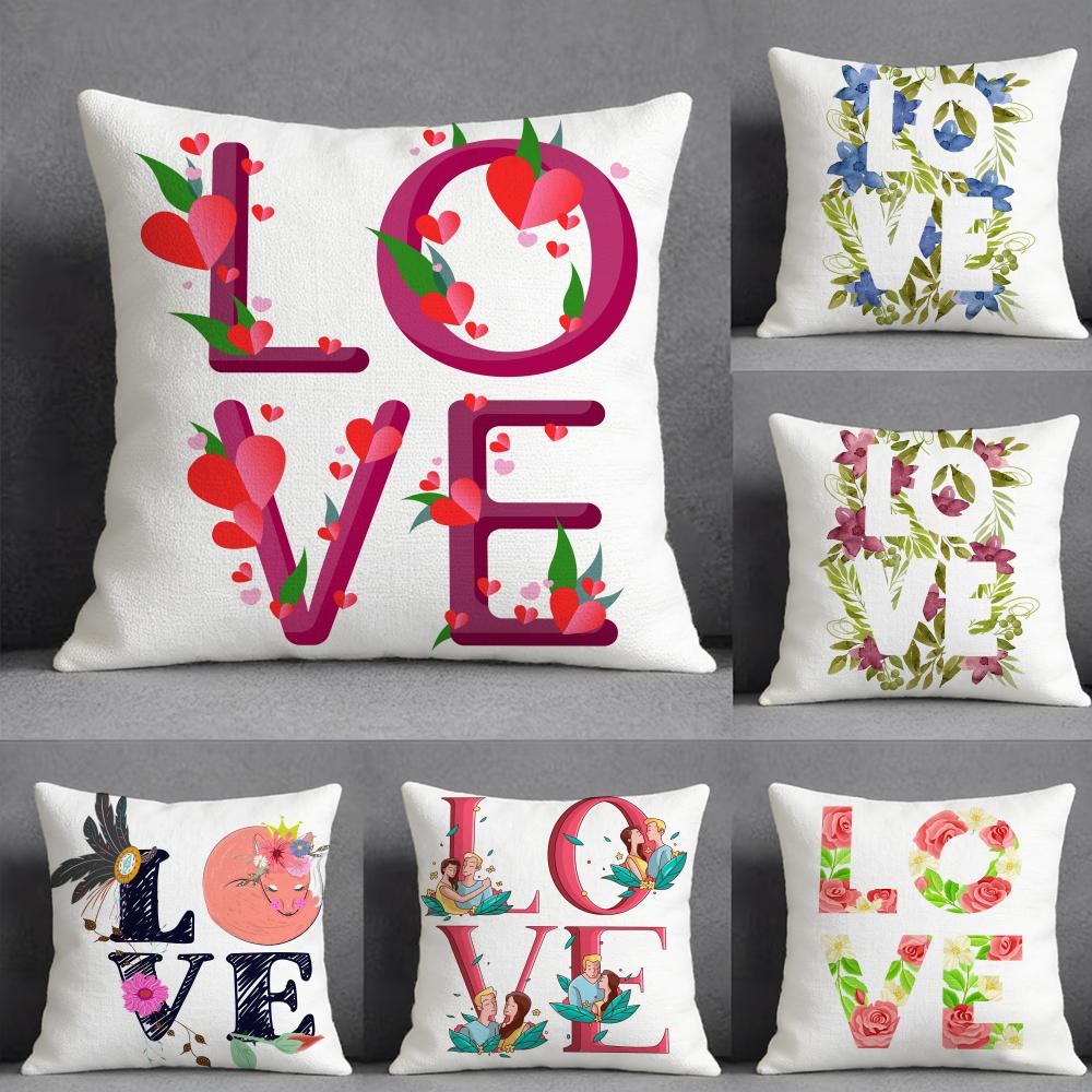 Creative Love Pattern Pillow Case Pillowcase Doublesided Printed Sofa Cushion Bedroom Headboard Pillow