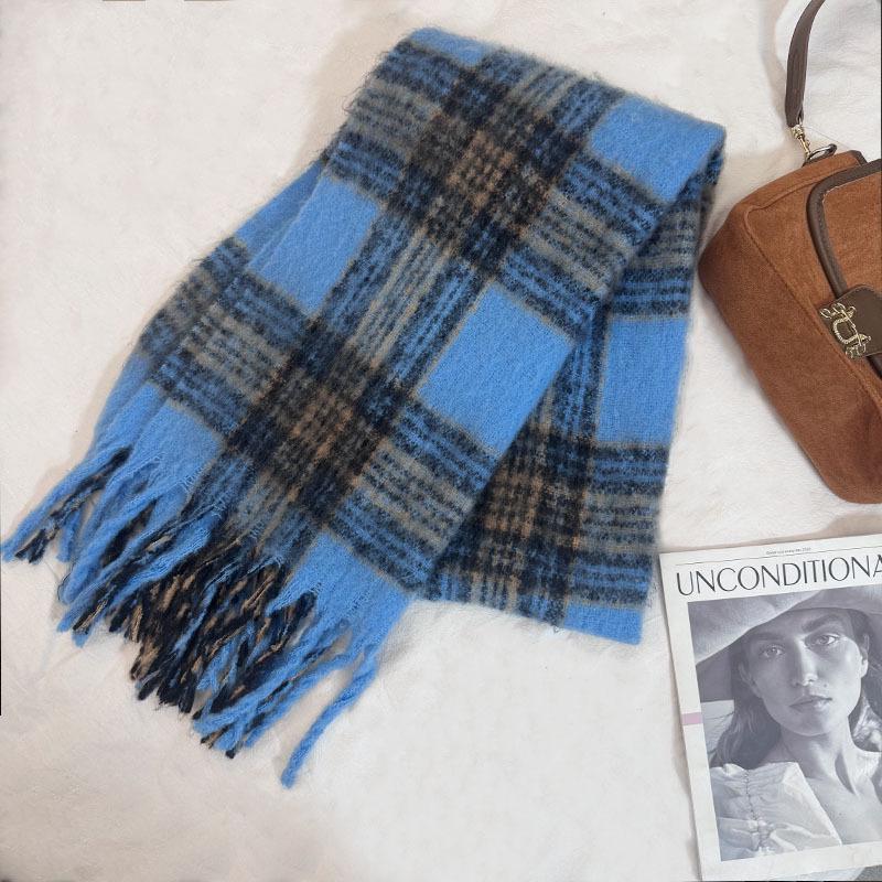 Уютная клетчатая шаль: Зимний темно-коричневый утолщенный теплый шарф 2023 года