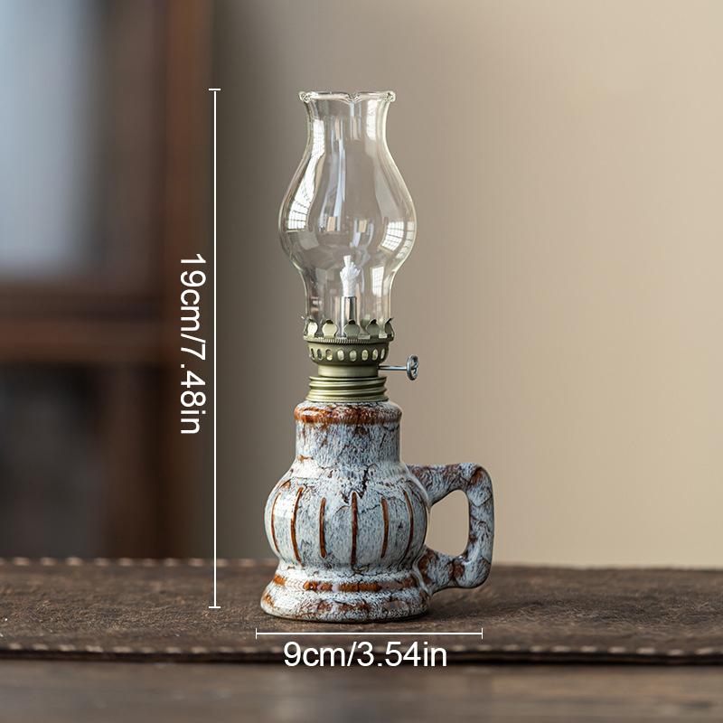 Китайский стиль Масляная лампа Винтажные поделки Чайный домик Керосиновая лампа Кабинет Спальня Керамические лампы Гхи Нарисованные вручную узоры Украшения