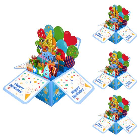 Birthday Greeting Card Foldable 3D Three-dimensional Design Happy Birthday Card Gift for Baby Daughter Son