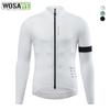 Wosawe Men's Cycling Gradient Printing Long Sleeve Mountain Bike Cycling Wear Outdoor Sports Quick Dry Breathable Cycling Wear Tops