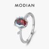 Modian Кольцо из серебра 925 пробы с овальным радужным цирконием, свадебное, роскошное, разноцветное, для женщин, на помолвку, годовщину, тонкое ювелирное изделие