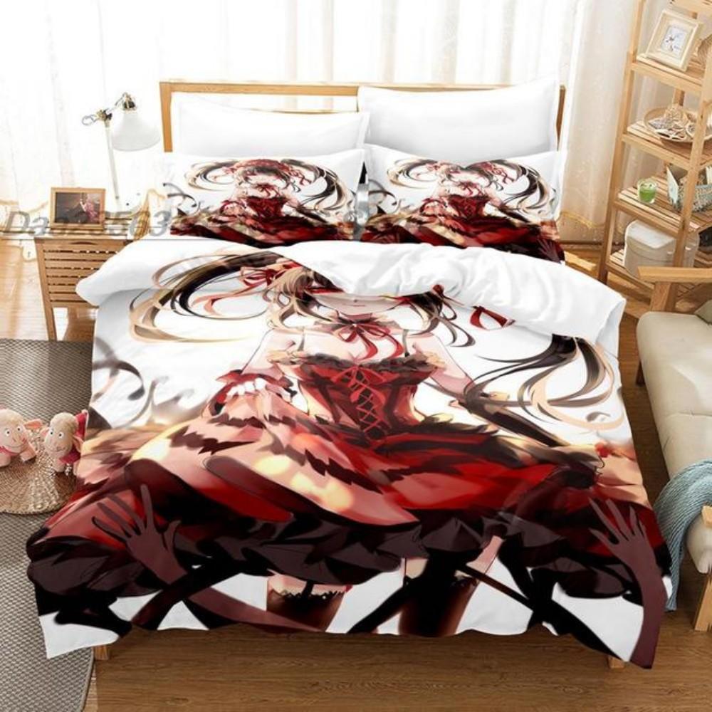 Kotori Itsuka Косплей Постельное белье Аниме Костюм Date a Live Пододеяльник Комплект Двуспальный King Twin Полноразмерное постельное белье Мальчики Взрослый Подарок