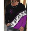 Мужская футболка с длинным рукавом с 3D-принтом нот пианино, мужские осенние топы, повседневная футболка с круглым вырезом, домашняя одежда