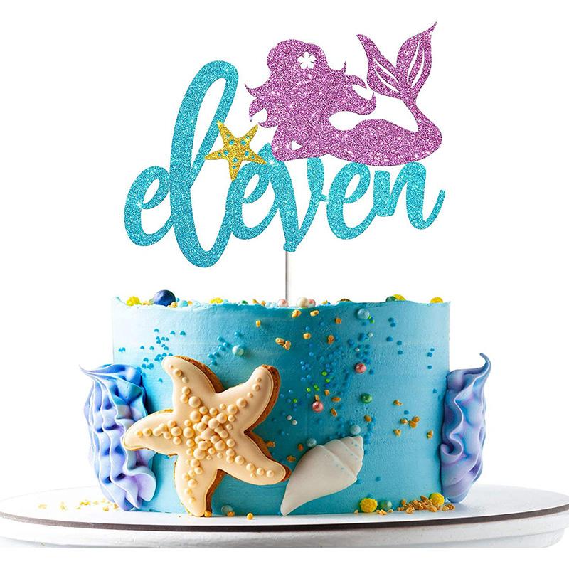 Хвост русалки С Днем Рождения Торт Украшение для вечеринки в честь Русалочки 1-10 цифр Украшения для кексов для девочек День рождения Baby Shower Декор