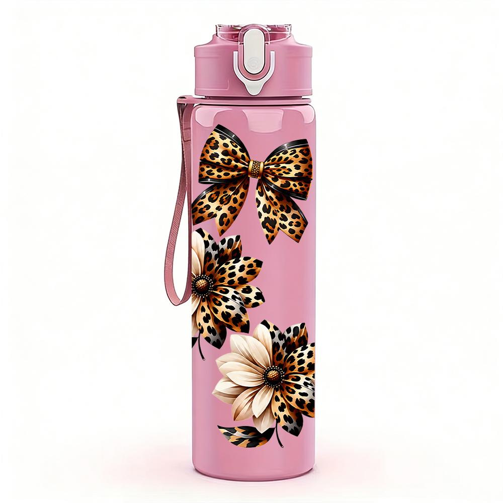 1PC Multi Butterfly Floral Graphic,750ml Color Plastic Sports Water Bottle,Leakproof Flip Straw Lid,Suitable for Sports Office Home Use