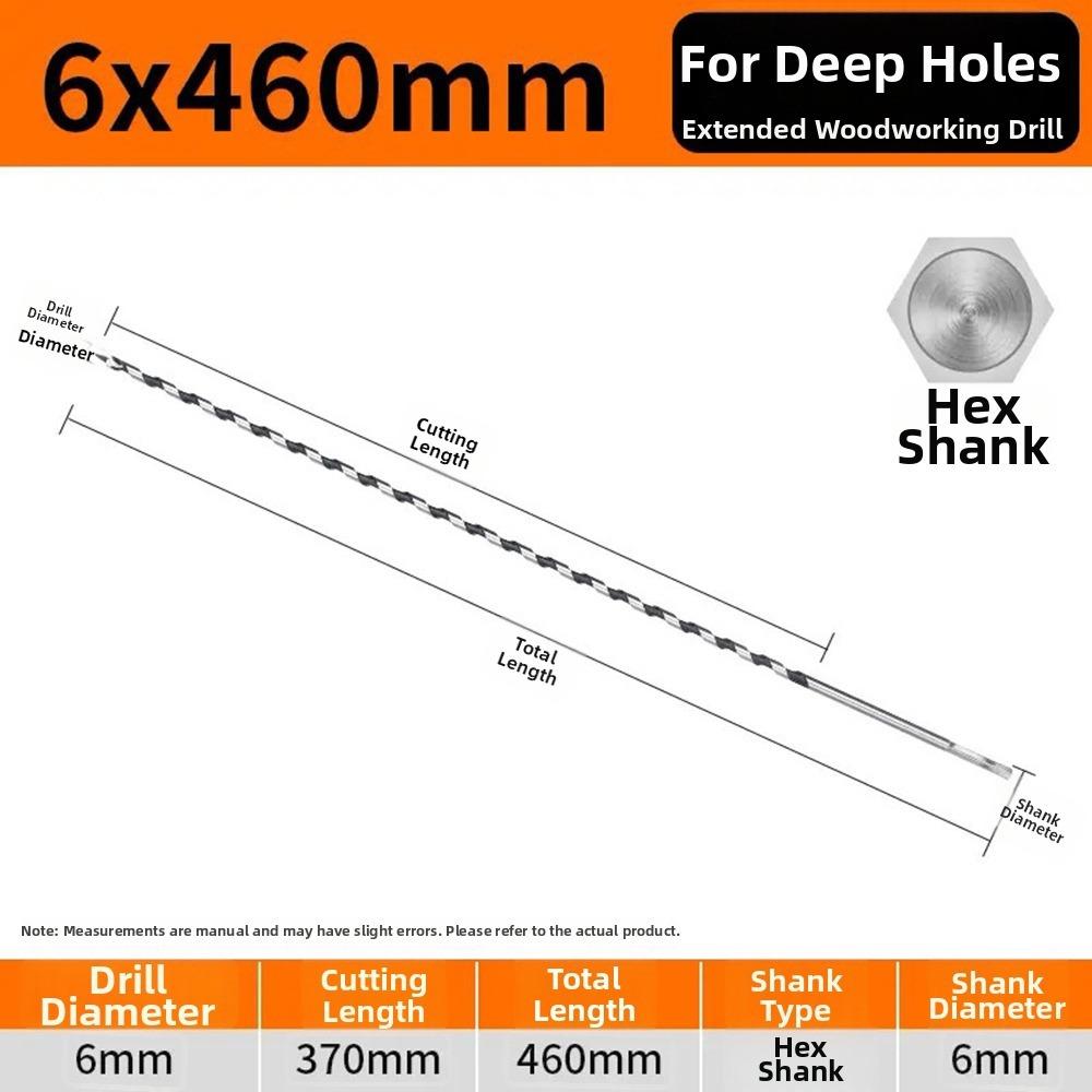 1Pcs 200-460mm Wood Auger Drill Bit 6mm Woodworking Center Drill for Woodworking Door Lock Reaming