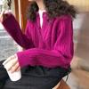 Autumn and Winter New Lazy Retro Knitted Sweater Cardigan Women's Loose Outer Coat Women's Round Neck Short