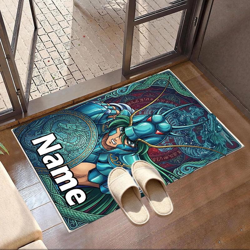 Custom Name Personalized Saint Seiya Print Carpet, Versatile Home Decor Rug, for Playroom, Apartment, Balcony, Entryway, Hallway Gift