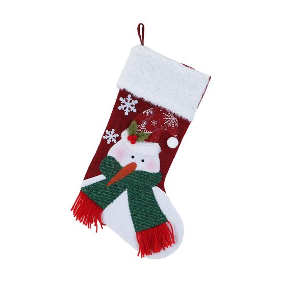 Christmas Stocking Snowman Santa Design Soft Xmas Stockings with Plush Cuff Fireplace Hanging Socks Candy Bag for Tree Fireplace