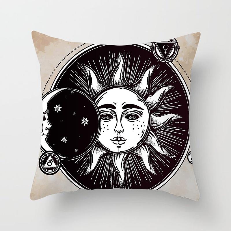 Home Bedroom Living Room Sofa Cushion Cover Decoration Sun Moon Mandala Series Pattern Printing Pillowcase