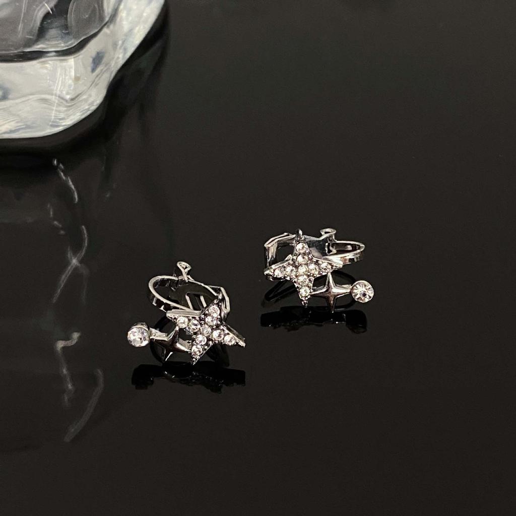 Модный серебряный крест со звездой и кристаллом циркония, женский геометрический зажим для ушей, ювелирное изделие в подарок без отверстий для ушей