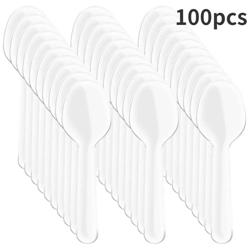 100 500 Pcs Disposable Mini Wooden Ice Cream Spoon Dessert Scoop Wedding Party Tableware Kitchen Accessories
