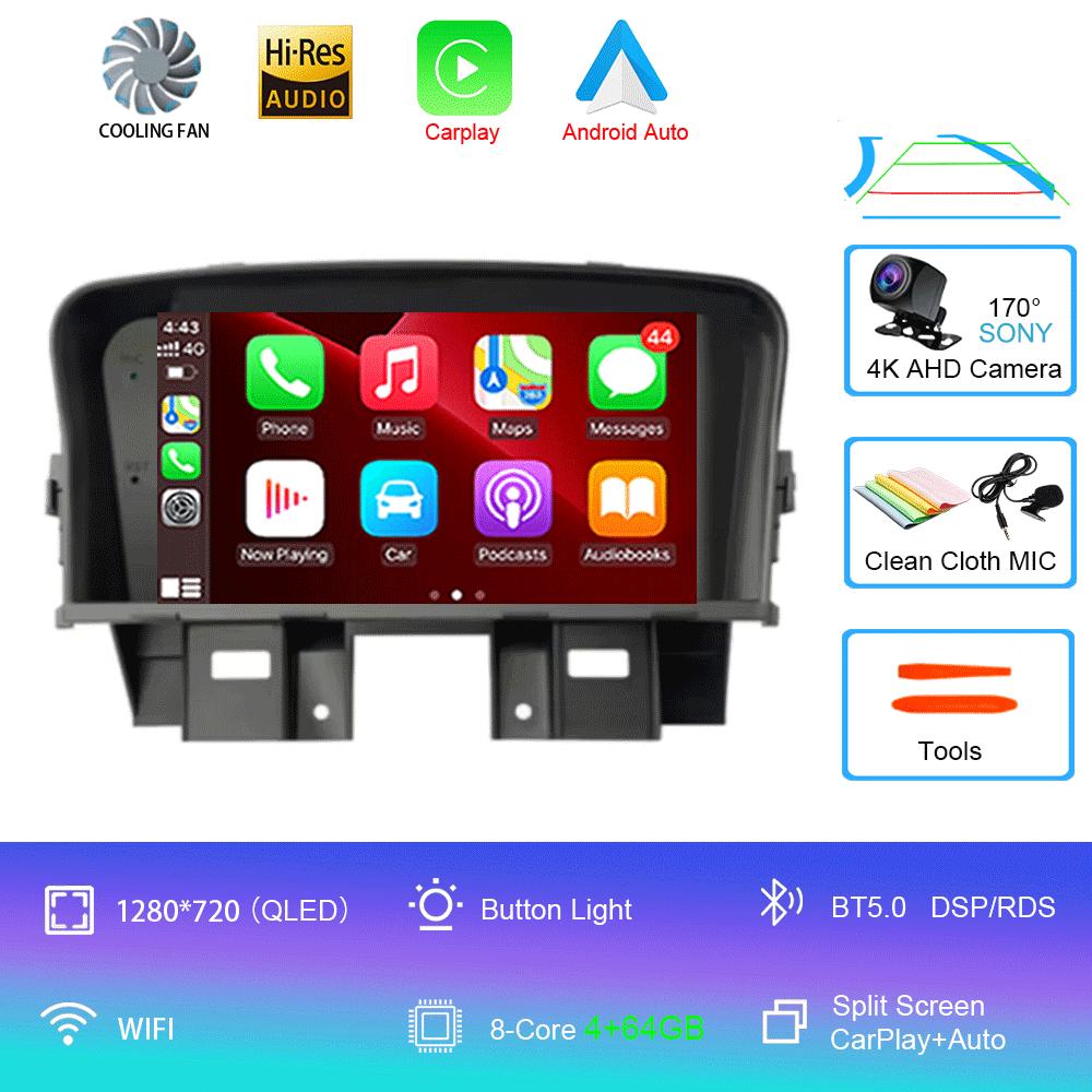 Автомобильное радио Android 14 для Chevrolet Cruze J300 2008-2014 Мультимедийный видеоплеер QLED GPS-навигация Встроенный Carplay BT RDS DSP