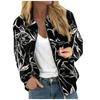 Women's Fashionable Casual Long Sleeve Floral/Leaf Print Round Neck Zipper Jacket