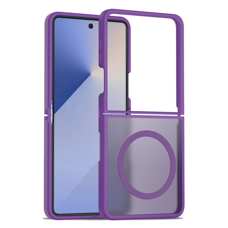Подходящий чехол-кожура для Z Flip 7, складывающийся вверх-вниз, магнитный, с ощущением кожи, полупрозрачный 6