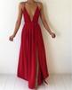 Bohemian Red V-Neck Backless Chiffon Holiday Dress