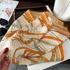 Spring/Summer Chain Graphics Print Neck Scarf Outdoor Decoration Wraps for Women Breathable 70*70cm Imitation Silk Square Scarf