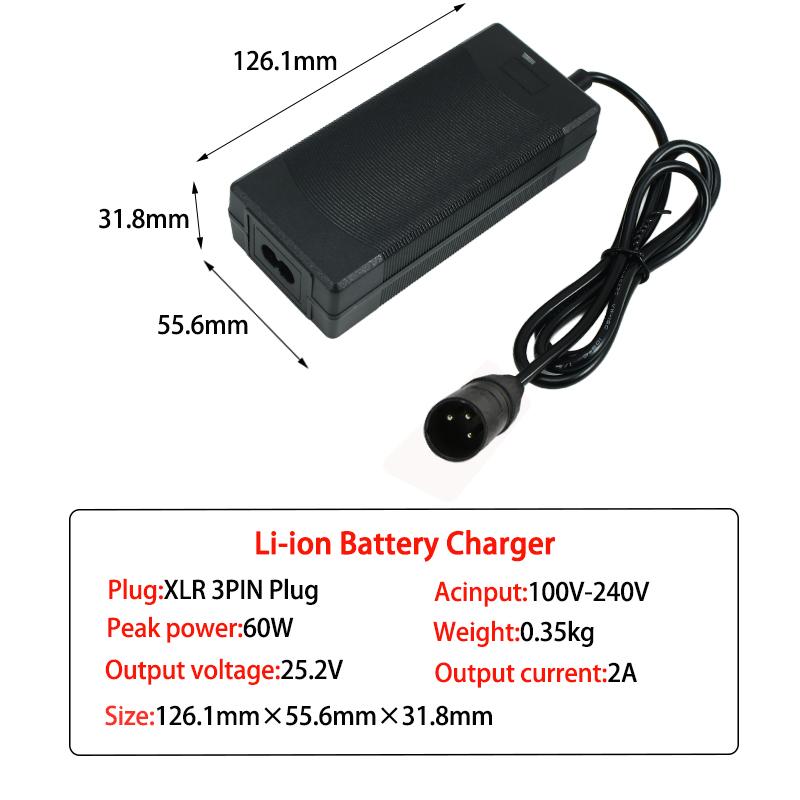 25.2V 2A Li-ion зарядное устройство для 6S 21.6V 22.2V 2A DC Полимерный литий-ионный аккумуляторный блок Зарядное устройство Высококачественный штекер DC5.5*2.1MM 100-240V
